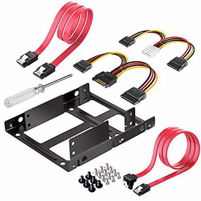 Picture of Qook 2x 2.5 Inch SSD to 3.5 Inch Internal Hard Disk Drive Mounting Kit Bracket(SATA Data Cables and Power Cables included)