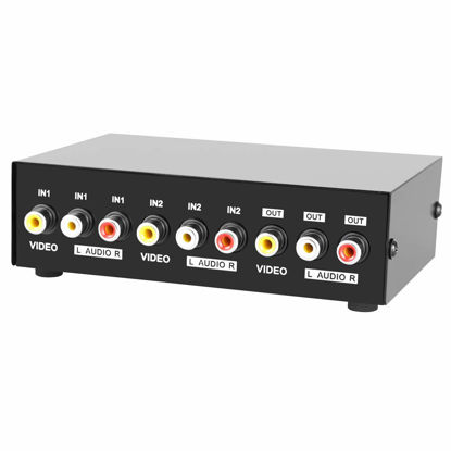 Picture of Panlong 2 Port AV RCA Switch 2 in 1 Out Composite Video L/R Audio Switcher Selector Box for DVD Player, Sega Genesis, SNES, N64, PS2/3 Game Consoles
