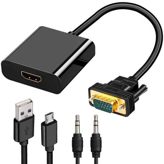 VGA to HDMI Adapter 1080P VGA Male to HDMI Female Converter Cable With