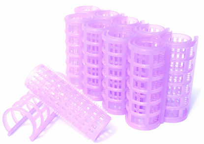 Picture of Kamay's Large Hair Rollers Comb Curlers Clips Styling Rollers Hair Curls Wave Style Hairdressing Curlers Tools (Plastic Styling 25mm/1" 10PCS Random Clolor)