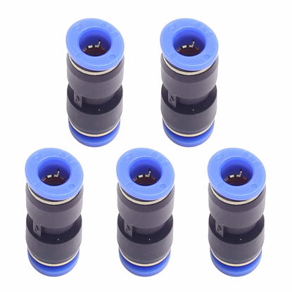 Picture of DEVMO 5PCS 6mm to 6mm Tube Air Pneumatic Push in Straight Gas Fittings Plastic Quick Connectors Fitting