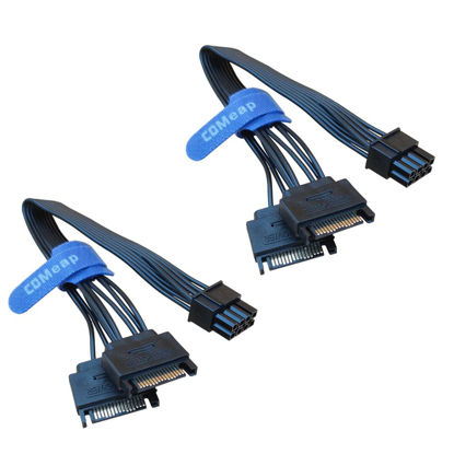 Picture of COMeap (2-Pack) 8 Pin (6+2) PCIe to Dual SATA Adapter GPU Cable 9-inch(23cm)
