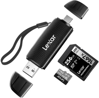 Picture of Lexar RW310 Memory Card Reader, USB 3.2 Gen 1 Up to 170MB/s Speeds 2 in 1 USB-C USB-A for SD/Micro SD/SDHC/SDXC Camera Card Reader Adapter, OTG Micro SD Card Reader for PC/Laptop/Smart Phone/Tablet