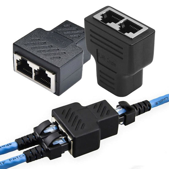2Pack RJ45 Ethernet Splitter Cable Network Adapter 1 Male to 2 Female,  Suitable Super Cat5, Cat5e, Cat6, Cat7 Connector LAN Ethernet Cables  Internet