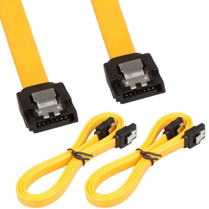 Picture of LINESO 2Pack 32in Long SATA Cable 6gb Straight with Locking Latch(Yellow)