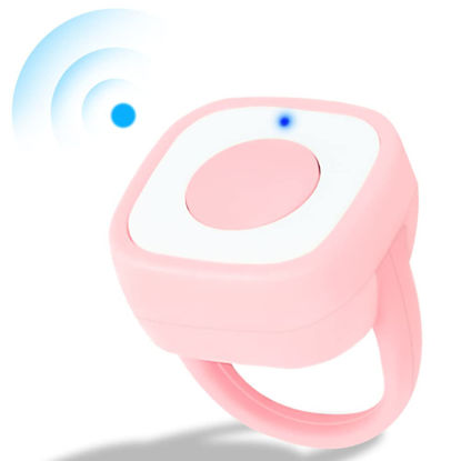 Picture of Remote Control for TIK Tok, Bluetooth Page Turner Clicker Selfie Button Photo Camera Shutter Fingertip Video Recording, Scrolling Ring for TikTok, iPhone, iPad, Cell Phone, iOS, Android - Pink