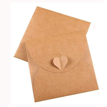 Picture of 25Pcs Retro Brown Kraft Paper CD DVD Sleeves Envelopes DVD Cardboard Storage Cases Keepers Holder with Heart Button for CD/DVD Packaging or Store