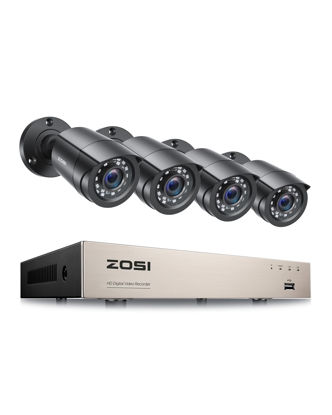 Picture of ZOSI 5MP Lite Home Security Cameras System Indoor Outdoor H.265+ 8CH 5MP Lite CCTV DVR and (4) x1080P 1920TVL Weatherproof Surveillance Cameras,Night Vision,Motion Alert,Remote Access(NO HDD)