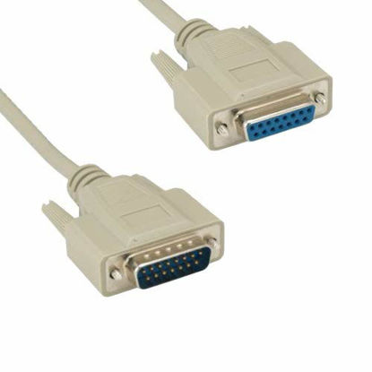 Picture of KENTEK 10 Feet FT DB15 Monitor Extension Cable Cord Connector 28 AWG Molded Serial RS-232 D-Sub 15 Pin Male to Female M/F for Video Display PC Game Joystick
