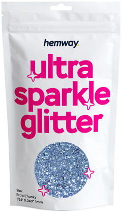 Picture of Hemway Premium Ultra Sparkle Glitter Multi Purpose Metallic Flake for Arts Crafts Nails Cosmetics Resin Festival Face Hair - Azure Blue - Extra Chunky (1/24" 0.040" 1mm) 100g / 3.5oz