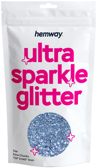 Picture of Hemway Premium Ultra Sparkle Glitter Multi Purpose Metallic Flake for Arts Crafts Nails Cosmetics Resin Festival Face Hair - Azure Blue - Extra Chunky (1/24" 0.040" 1mm) 100g / 3.5oz