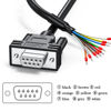 Picture of DB9 Female RS232 Serial Extension Cable,26AWG tinned copper，D-SUB 9-Pin Gold Plated Connector with Bare Wire End Cable,26AWG 9 Wire All is Provided With Wiring Terminals-Black (DB9 Female 5FT)