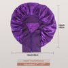 Picture of Arqumi Pack of 2 Satin Sleeping Bonnet, Large Satin Sleep Bonnet with Long Strap, Adjustable Sleep Cap Hair Bonnet for Women & Men, Black+Purple