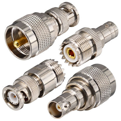 Picture of CB Radio Antenna Upgraded Adapter Kit Optimized VSWR BNC to UHF Adapter Male Female 4 Type RF Connector Kit Coax Coaxial BNC UHF Radio Adapter for CB Antenna Radio BNC Antenna Handheld CB Aerial