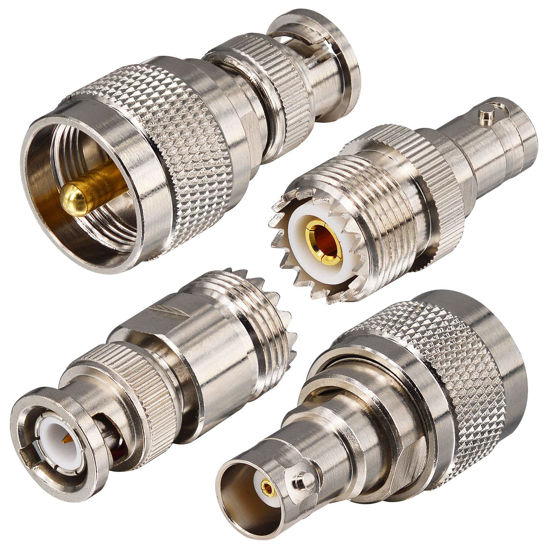 Picture of CB Radio Antenna Upgraded Adapter Kit Optimized VSWR BNC to UHF Adapter Male Female 4 Type RF Connector Kit Coax Coaxial BNC UHF Radio Adapter for CB Antenna Radio BNC Antenna Handheld CB Aerial