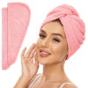 Picture of Microfiber Hair Towel for All Hair Style, 2 Pack Quick Drying Hair Turban - Perfect for Women, Men and Kids (Pink)