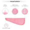 Picture of Microfiber Hair Towel for All Hair Style, 2 Pack Quick Drying Hair Turban - Perfect for Women, Men and Kids (Pink)