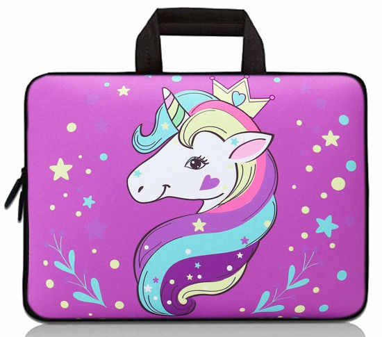 Picture of Universal 7 - 9 inch Kids Tablet Sleeve Ultra-Portable, Neoprene Carrying Sleeve Case Bag Compatible with 7" 8" 8.5" 8.9" 9" Apple iPad Mini, Samsung, Google, HP, Acer (Purple Unicorn)
