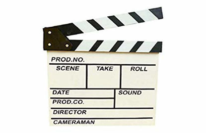 Picture of zmgmsmh Wooden Clapboard Director Film Movie Cut Action Scene Slateboard Clapper Board Slate (Large - White)