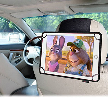 Picture of ZugGear Universal Tablet Headrest Mount, Car Headrest Mount for Kids, Lightweight Strap Case Headrest Cradle Car Mount for Ipad Samsung 9.7 inch to 10.5 inch Tablet