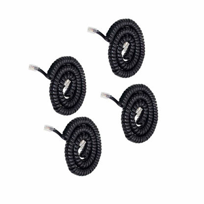 Picture of Uvital Telephone Phone Handset Cable Cord, Coiled Length 0.72 to 6 Feet Uncoiled Landline Phone Handset Cable Cord RJ9/RJ10/RJ22 4P4C(Black,4 PCS)