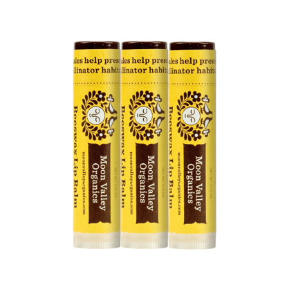 Picture of Beeswax Lip Balm, Sweet Honey, Moon Valley Organics, Organic Ingredients, for Lips and Cuticles, Moisturizing, Three Pack Bundle