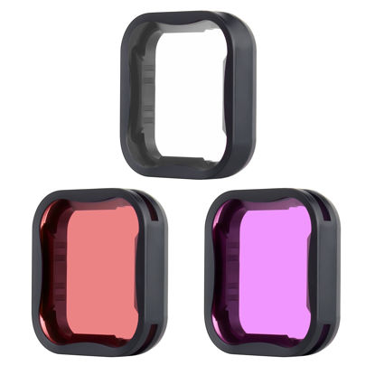 Picture of YALLSAME Dive Filter for GoPro 7 6 5 Black with Color Red Filter Magenta Filter CPL Filter Ideal for Diving Snorkeling Underwater Recording Accesorries for Go Pro Hero 7 Hero 6 Hero 5 Black