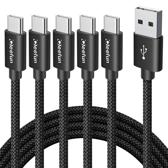 Picture of CLEEFUN USB C Cable [3ft, 5-Pack], USB A to Type C Cable Fast Charging Charger Cord Braided Compatible with Samsung Galaxy S22 S21 S20 FE Ultra S10E S10 S9 Plus 5G, Note 20 10 9, A10e A12 A20 A50 A51
