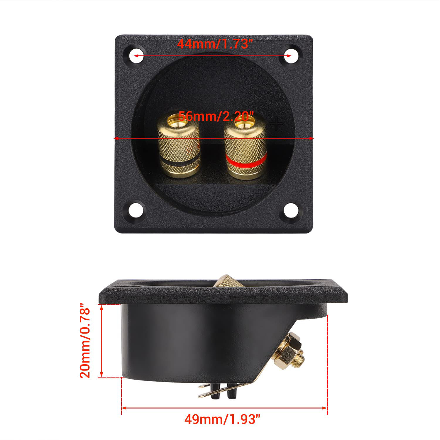 GetUSCart- Facmogu 2PCS 2.2 Inch Square 2-Way Speaker Box Terminal Cup ...