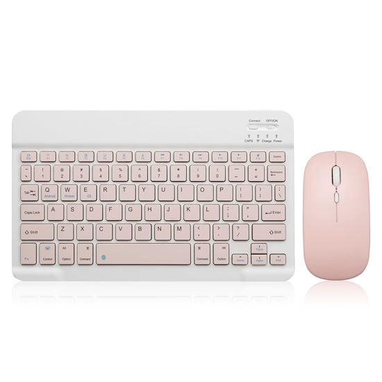 Picture of Ultra-Slim Bluetooth Keyboard Portable Mini Wireless Keyboard Rechargeable for Apple iPad iPhone Samsung Tablet Phone Smartphone iOS Android Windows (10 inch Pink)