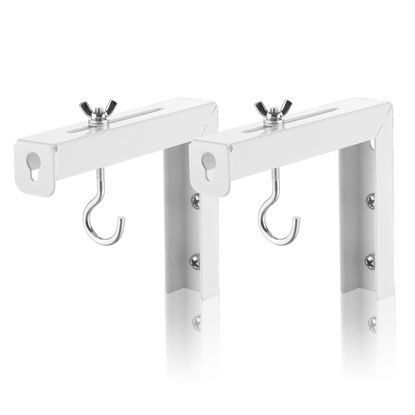 Picture of suptek Universal Projector Screen Wall Mount L-Brackets Wall Hanging Mount 6 inch Adjustable Extension Mounting Hooks for Projection Screen up to 66 lbs, 30 kg Capacity Each, PRL001, White (1 Pair)