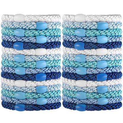 Picture of Thick Hair Ties, Funtopia 30 Pcs High Elastic Hair Bands Ropes Ponytail Holders Sports Hair Ties for Thick Hair & Extra Thick Hair, No Crease No Damage Soft Hair Elastics
