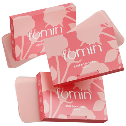 Picture of FOMIN - Antibacterial Paper Soap Sheets for Hand Washing - (300 Sheets) Rose Portable Travel Soap Sheets, Dissolvable Camping Mini Soap, Portable Soap Sheets