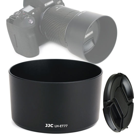 JJC LH-ET77 Black Dedicated Bayonet Mount Lens Hood Shade Compatible With Canon Rf 85mm F 2 Macro Is Stm Lense Reversible Non Glare Matte Finish Replacement Of Et 77 Lens Hood