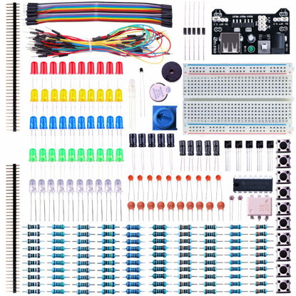 Picture of ELEGOO Electronic Fun Kit Bundle with Breadboard Cable Resistor, Capacitor, LED, Potentiometer total 235 Items for Arduino