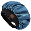 Picture of HAT HUT Satin Bonnet Silk Bonnet Sleep Cap for Women Hair Bonnet for Curly Natural Hair Sleeping Adjustable Wide Band Double Layer (PRUSSIAN BLUE)