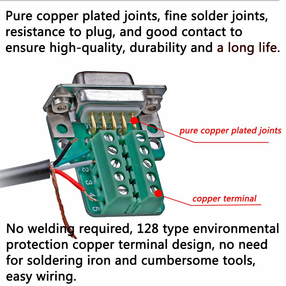 GetUSCart- Anmbest 2PCS DB9 Solderless RS232 D-SUB Serial to 9-pin Port ...
