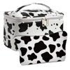 Picture of Makeup Bag Bulk Cosmetic Bags Set 2PACK Organizers Medium Cosmetics Bag Small Make up Pouch for Purse for Women Ladies(Cute Cow Print)