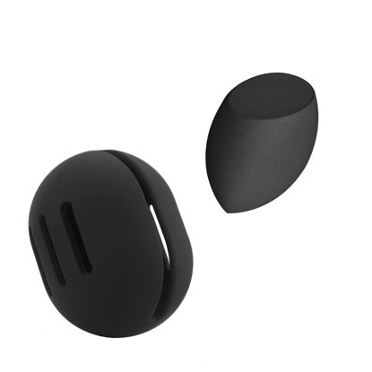 Picture of FERYES Makeup Sponge Holder with Makeup Sponge- Eco-Friendly Silicone Beauty Make Up Blender Case and Dry & Wet Use Foundation Sponge for Travel