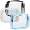 Picture of F-color Clear Toiletry Bag, 3 Pack TSA Approved Toiletry Bag Clear Makeup Bag, Travel Clear Cosmetic Bag for Women Men Quart Size Bag, Carry on Airport Airline Compliant Bag, Black, White, Blue