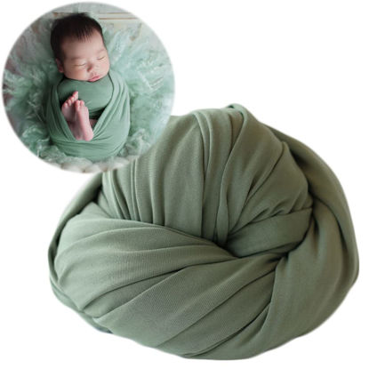 Picture of Zeroest Newborn Photography Stretch Wrap Boy Girl Baby Wraps Photography Props Baby Photo Prop Stretch Blanket for Baby (Green)