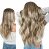 Picture of LAAVOO Ombre Clip in Hair Extensions Light Brown to Platinum Blonde Mix Brown 20 Inch Hair Extensions Clip ins Human Hair Balayage Extensions Natural Double Weft Thick Ends for Long Hair 7pcs 120g