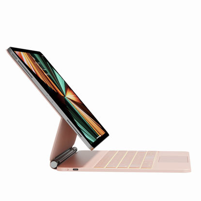 Picture of nimin Keyboard Case for iPad Air 5th, Air 4th Generation 10.9 inch and 11 inch iPad Pro (3rd/2nd/1st) Generation,Floating Magnetic Design, Built-in Trackpad and 7-Color Backlit, Auto Sleep/Wake, Pink