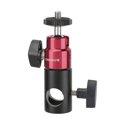 Picture of CAMVATE 16mm Light Stand Head Adapter + Ball Head Support with Double End 1/4"-20 Threads(Red) - 2880