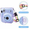 Picture of SUNMNS Clear Crystal Protective Case Compatible with Fujifilm Instax Mini 11 Instant Camera, Hard PVC Cover with Removable Rainbow Shoulder Strap (Shining Purple)