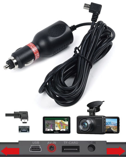 Dash Cam Car Charger Mini USB Cable 11.5ft Power Cord Supply for DVR Camera  GPS