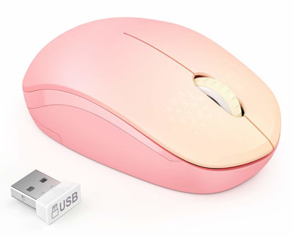 Picture of seenda Wireless Mouse, 2.4G Noiseless Mouse with USB Receiver Portable Computer Mice for PC, Tablet, Laptop, Notebook with Windows System - Gradient Pink