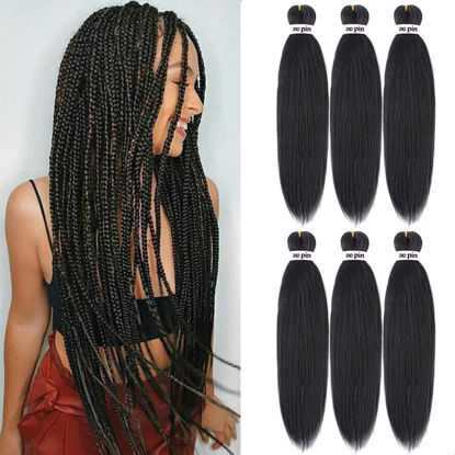 Picture of zepin Pre Stretched Braiding Hair2 Inch 6 Packs Professional Soft Yaki braiding Hair For Braids Hot Water Setting Synthetic Crochet Hair Extensions(B),22 Inch (Pack of 6)