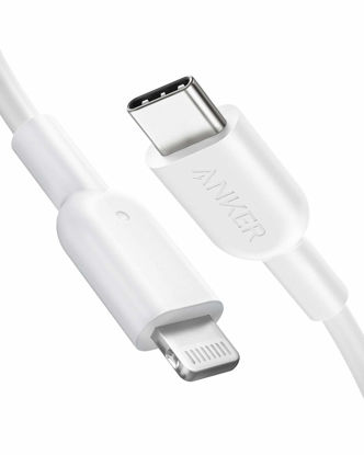 Picture of Anker USB C to Lightning Cable, 321 MFi Certified (3ft,White) for iPhone 13 Pro 12 Pro Max 12 11 X XS, AirPods Pro, Supports Power Delivery (Charger Not Included)