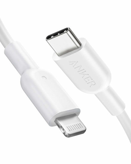 Picture of Anker USB C to Lightning Cable, 321 MFi Certified (3ft,White) for iPhone 13 Pro 12 Pro Max 12 11 X XS, AirPods Pro, Supports Power Delivery (Charger Not Included)